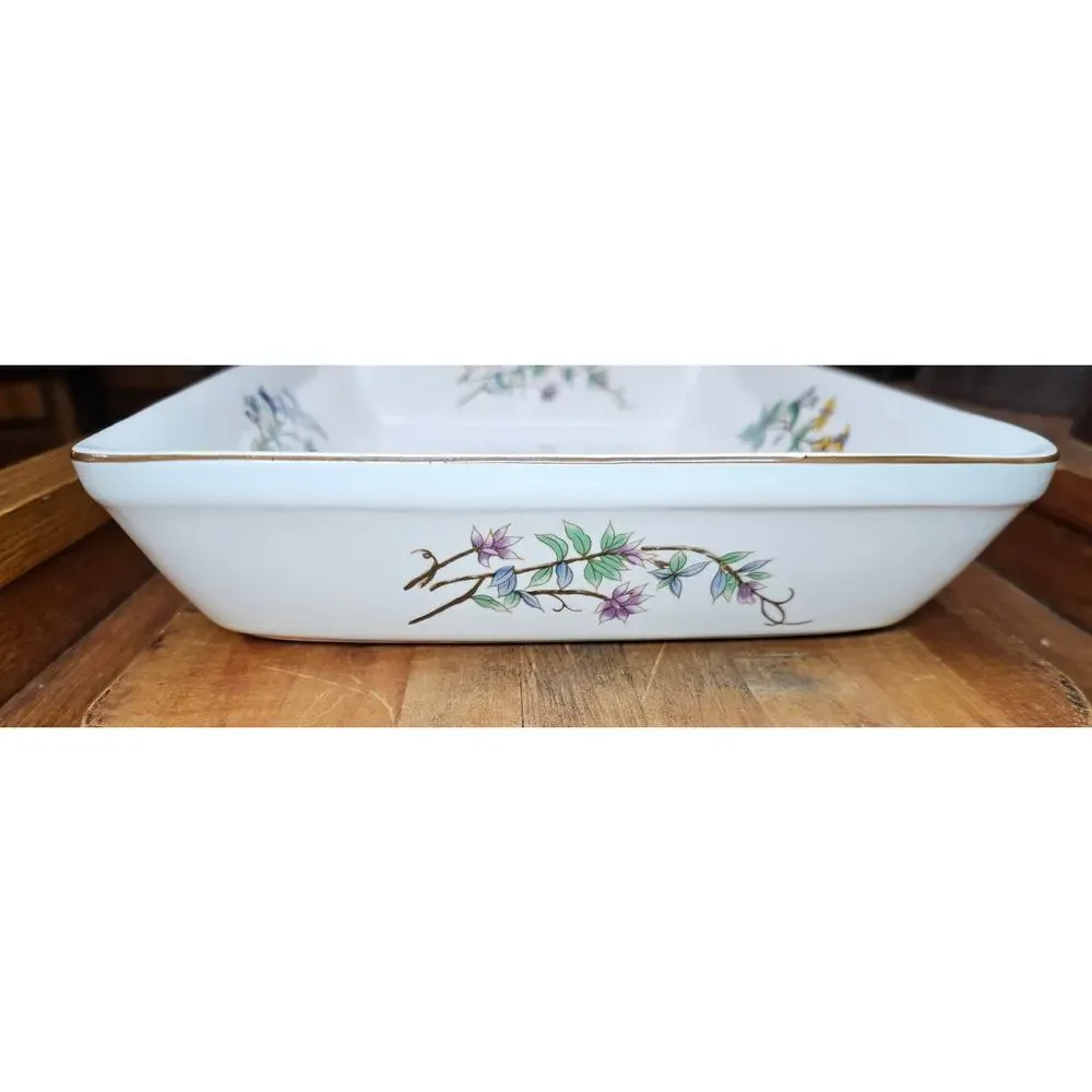 Woodhill Fine Bakeware Ceramic Botanical Floral Casserole Lasagna Dish 12 x 9